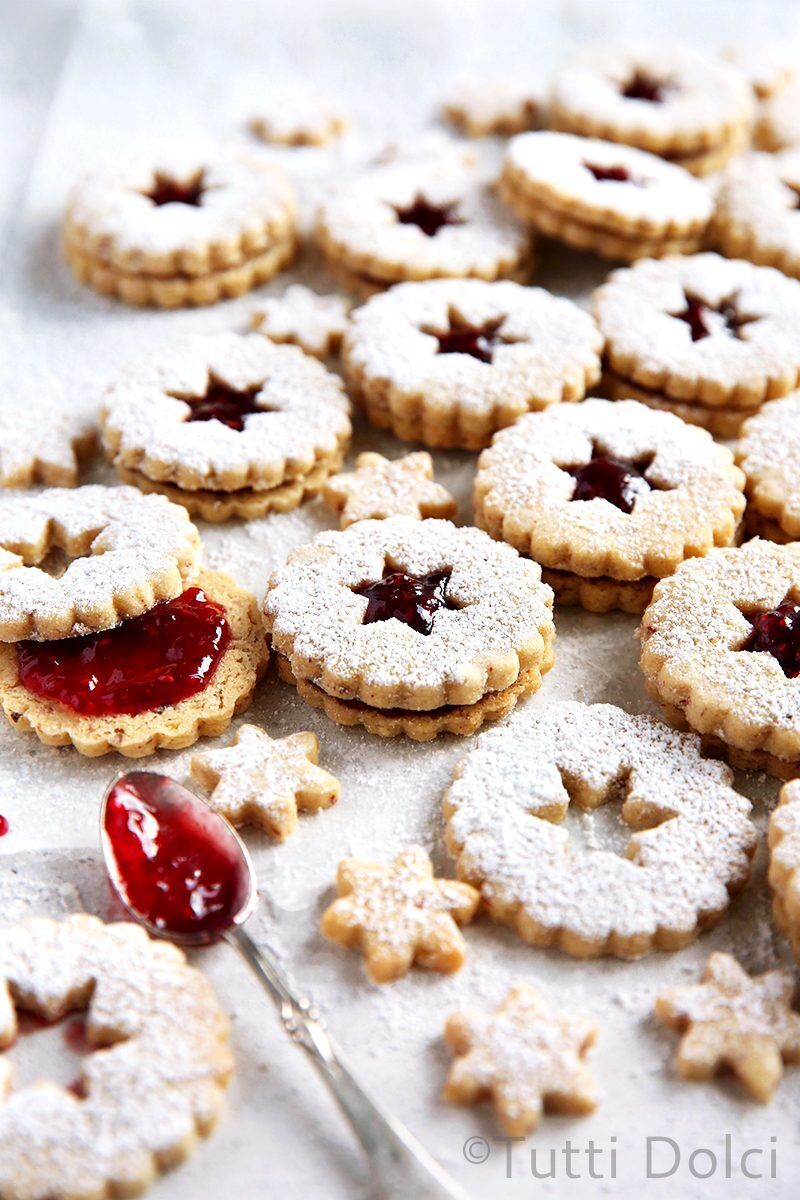 Raspberry Pecan Linzer Cookies