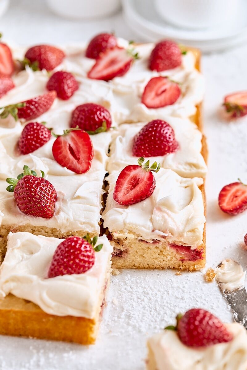 Strawberry Vanilla Sheet Cake