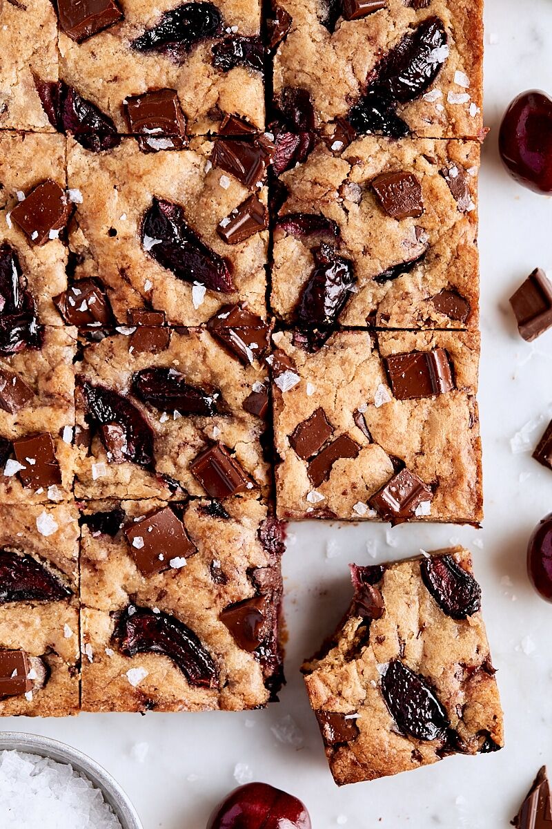 Brown Butter Cherry Chocolate Blondies