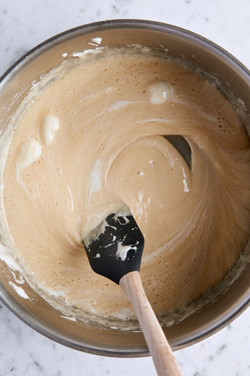 Melted marshmallow mixture in large pan