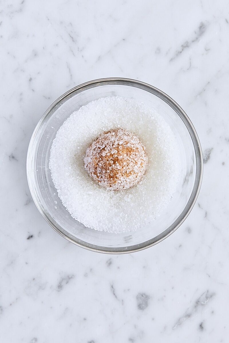 Ginger cookie dough rolled in coarse sugar