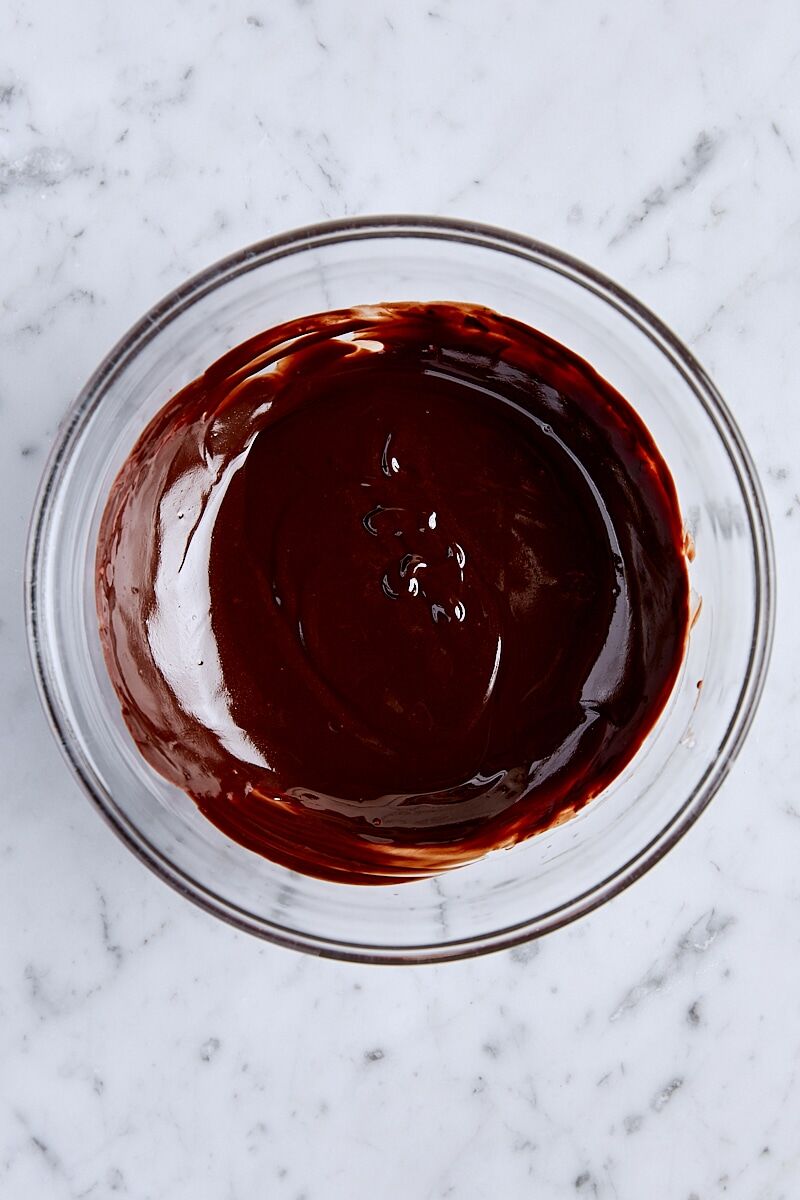Unsalted butter and unsweetened chocolate melted together in small glass bowl