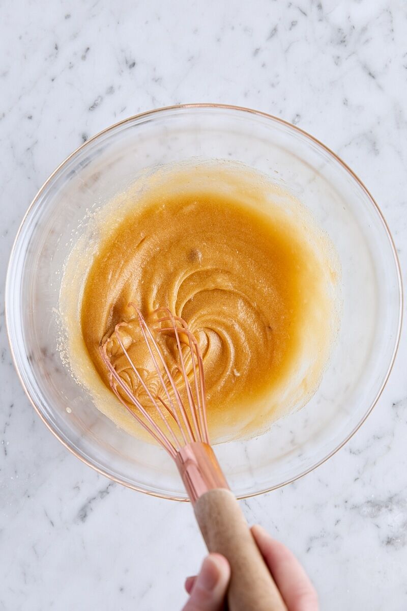 Egg and vanilla whisked into dough