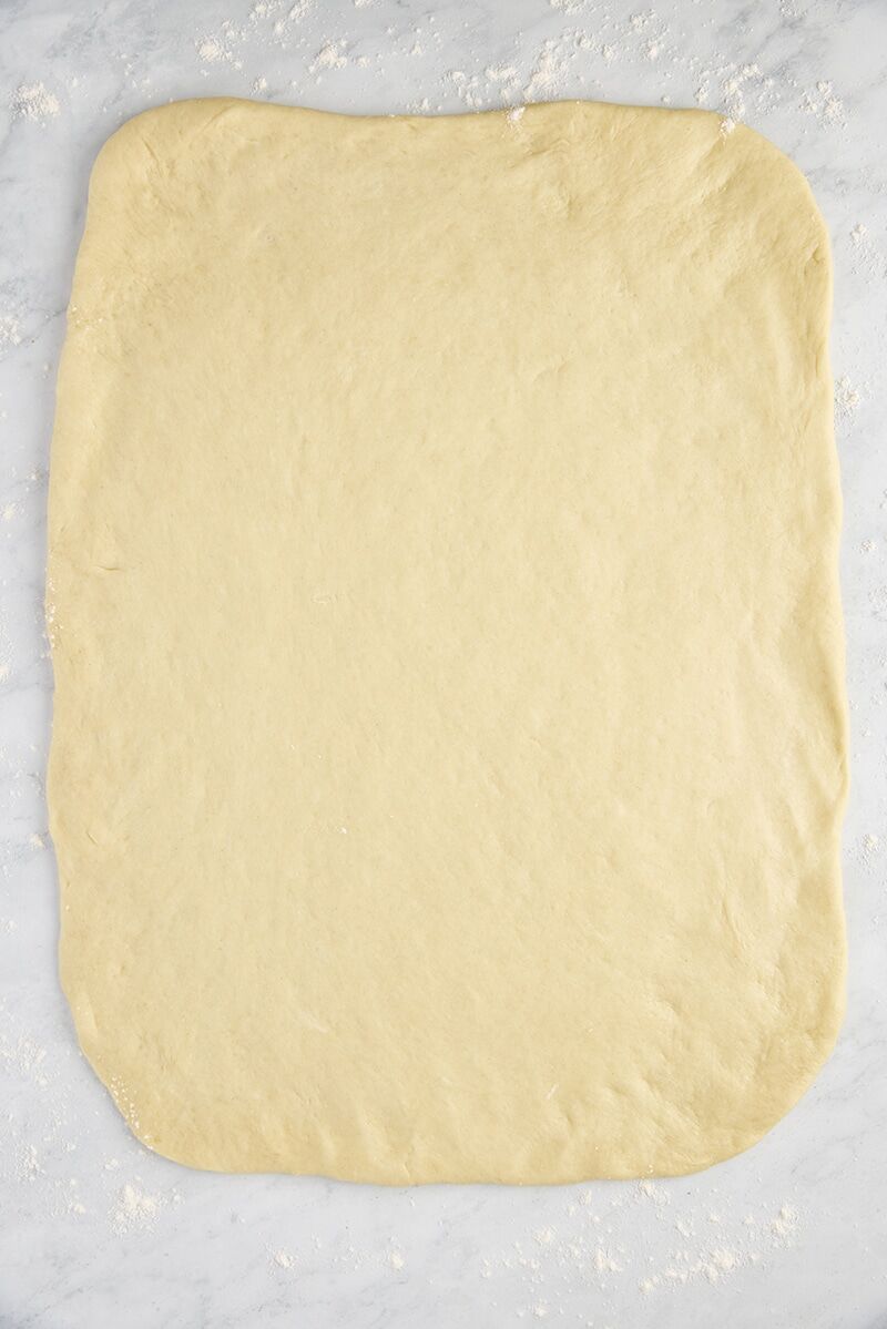 Dough rolled out into a rectangle