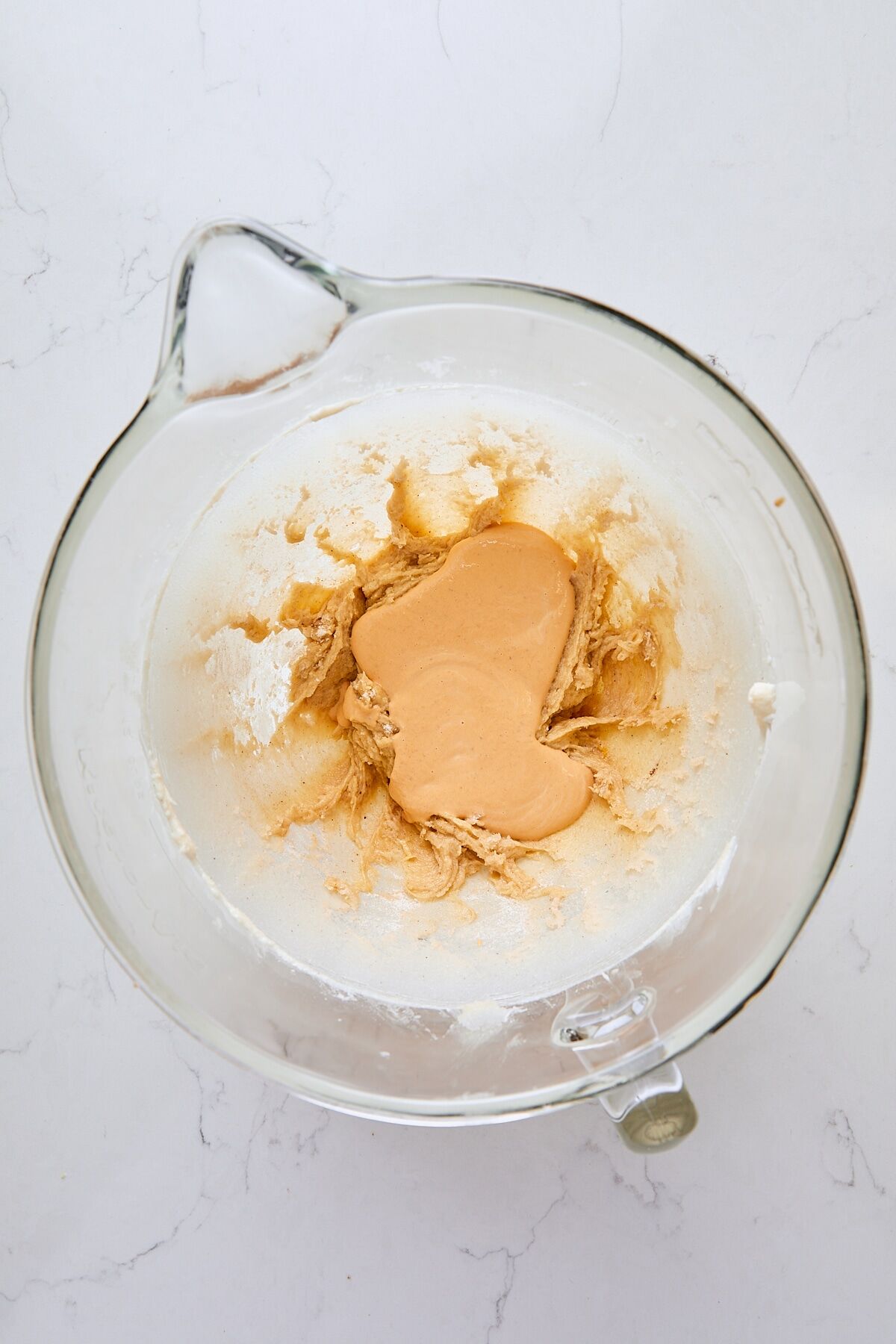 Pumpkin puree mixture added to batter